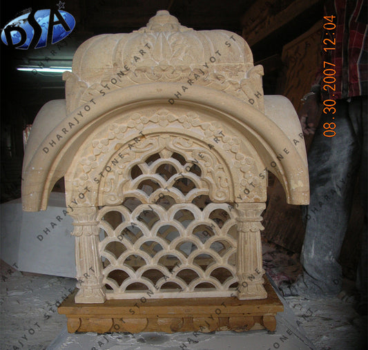 White Hand Carved Stone Lamp