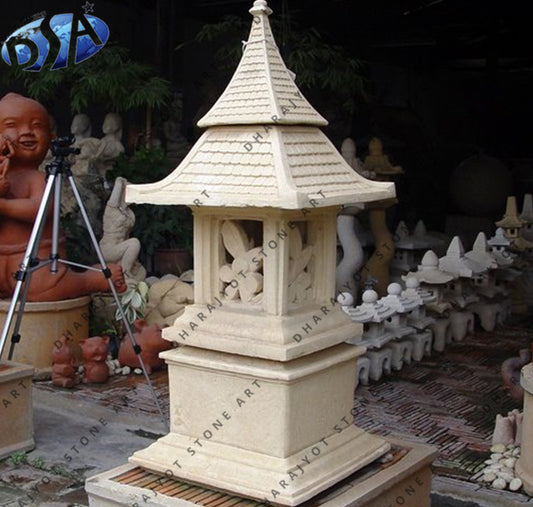 Hand Made Decoration Stone Outdoor Carved Garden Lamp