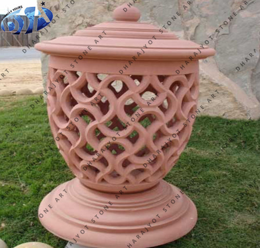 Decorative Handmade Red Design Sandstone Lamp