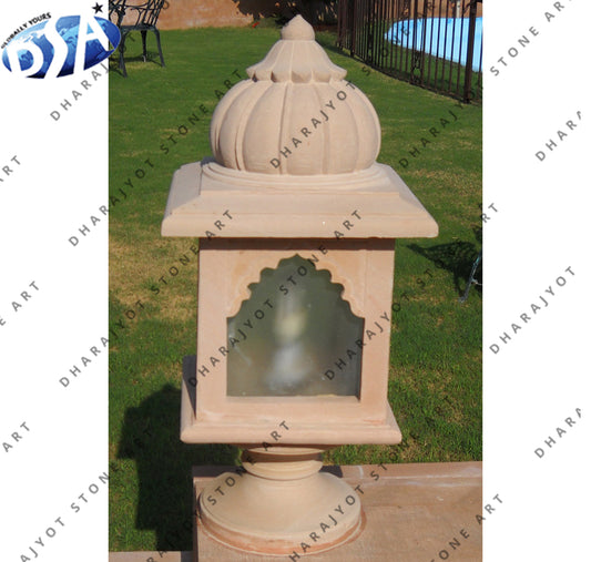 White Sandstone Classical Style Flower Design Lamp