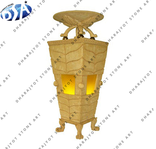 Antique Golden Heritage Style Gate Light Stone Lamp