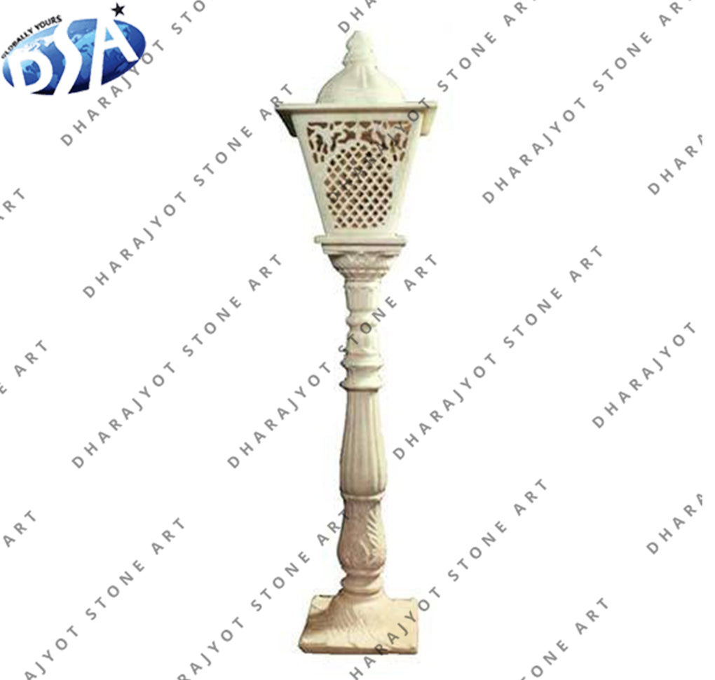Off White Garden Stone Lamp
