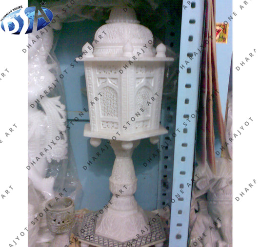 White Marble Carved Decor Lamp