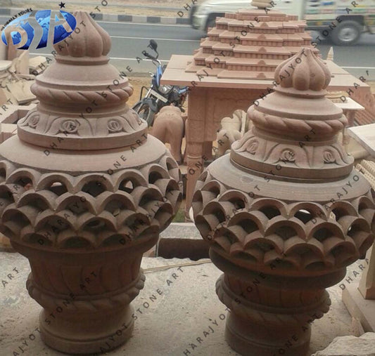 Pink Sandstone Garden Pillar Lamp