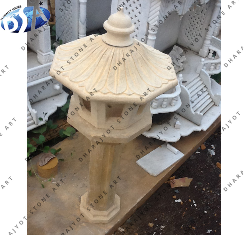 Yellow Sandstone Antique Pillar Lamp