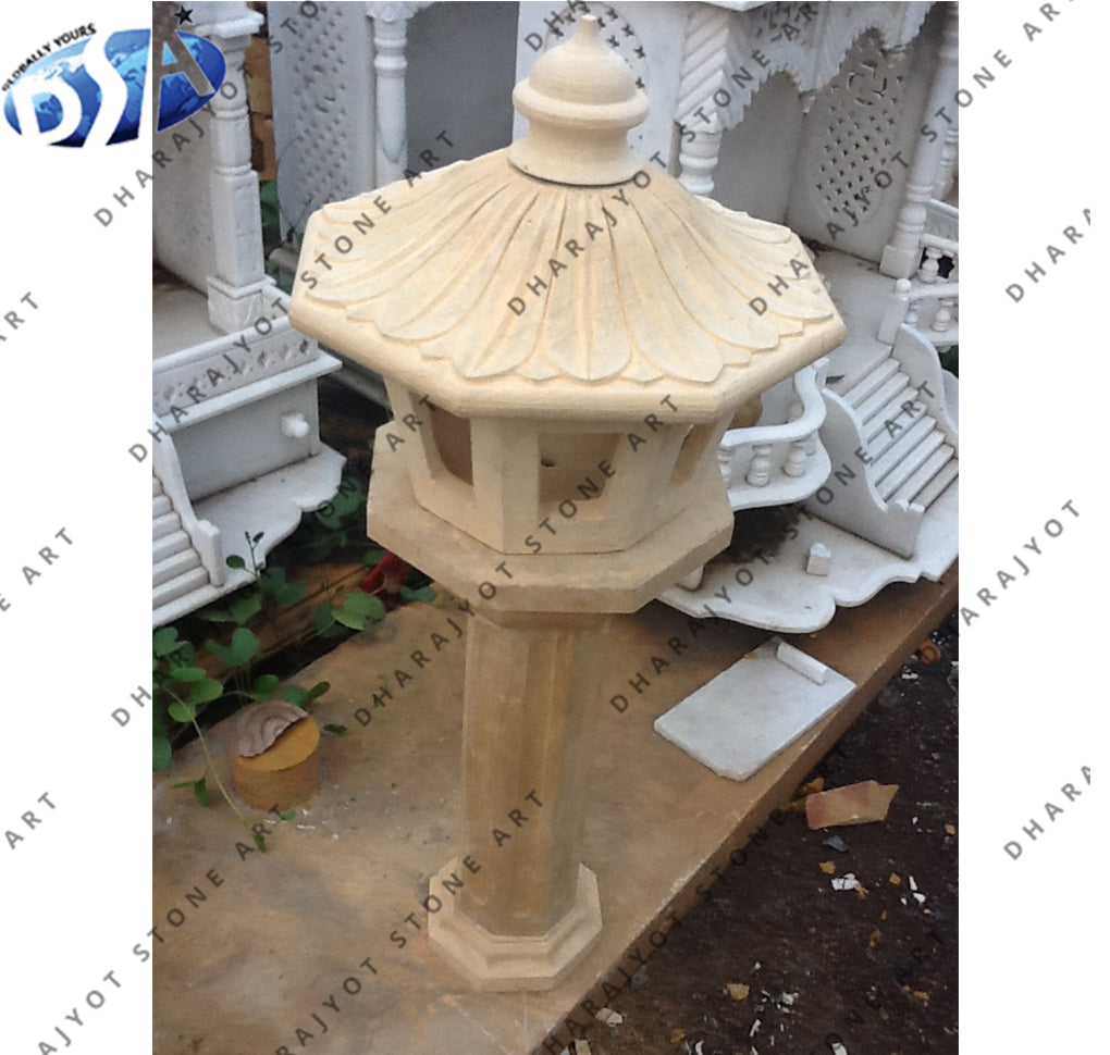 Yellow Sandstone Antique Pillar Lamp