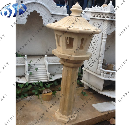 Yellow Sandstone Antique Pillar Lamp