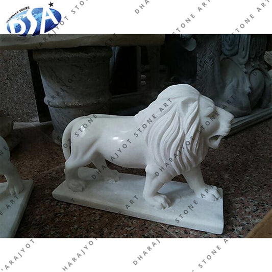 Marble White Tiger Sculpture Pure Hand Carving Statue