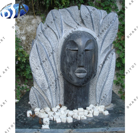 Man Black Stone Garden Sculptures Modern Art