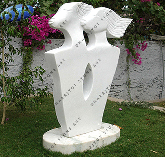 White Carved Stone Modern Art