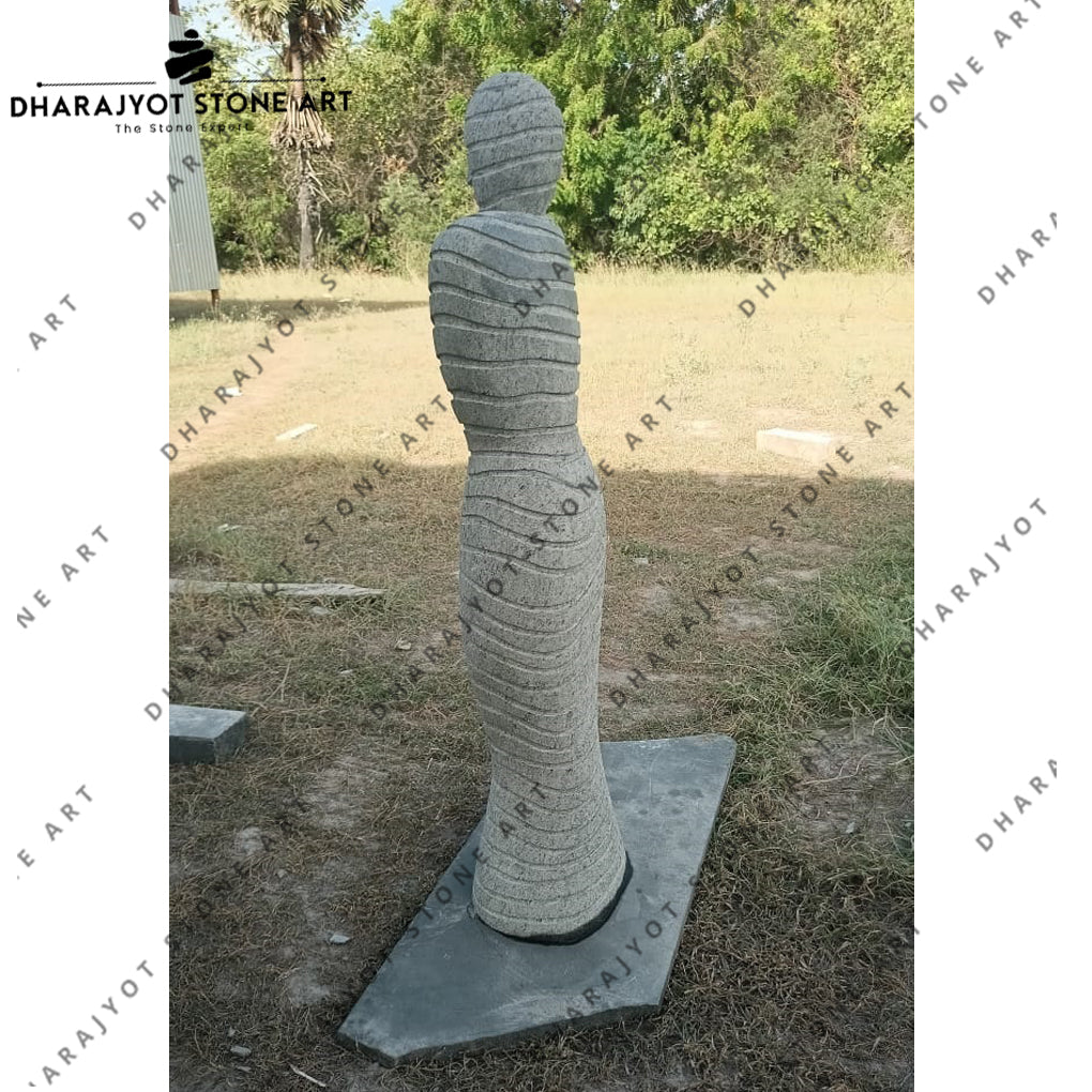 Hand-Carved Striped Natural Stone Outdoor Decorative Modern Art