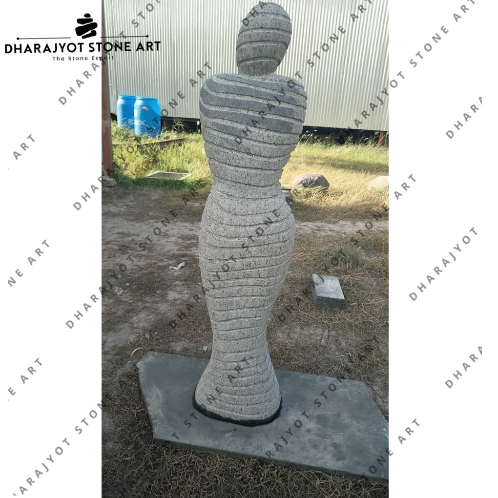 Hand-Carved Striped Natural Stone Outdoor Decorative Modern Art