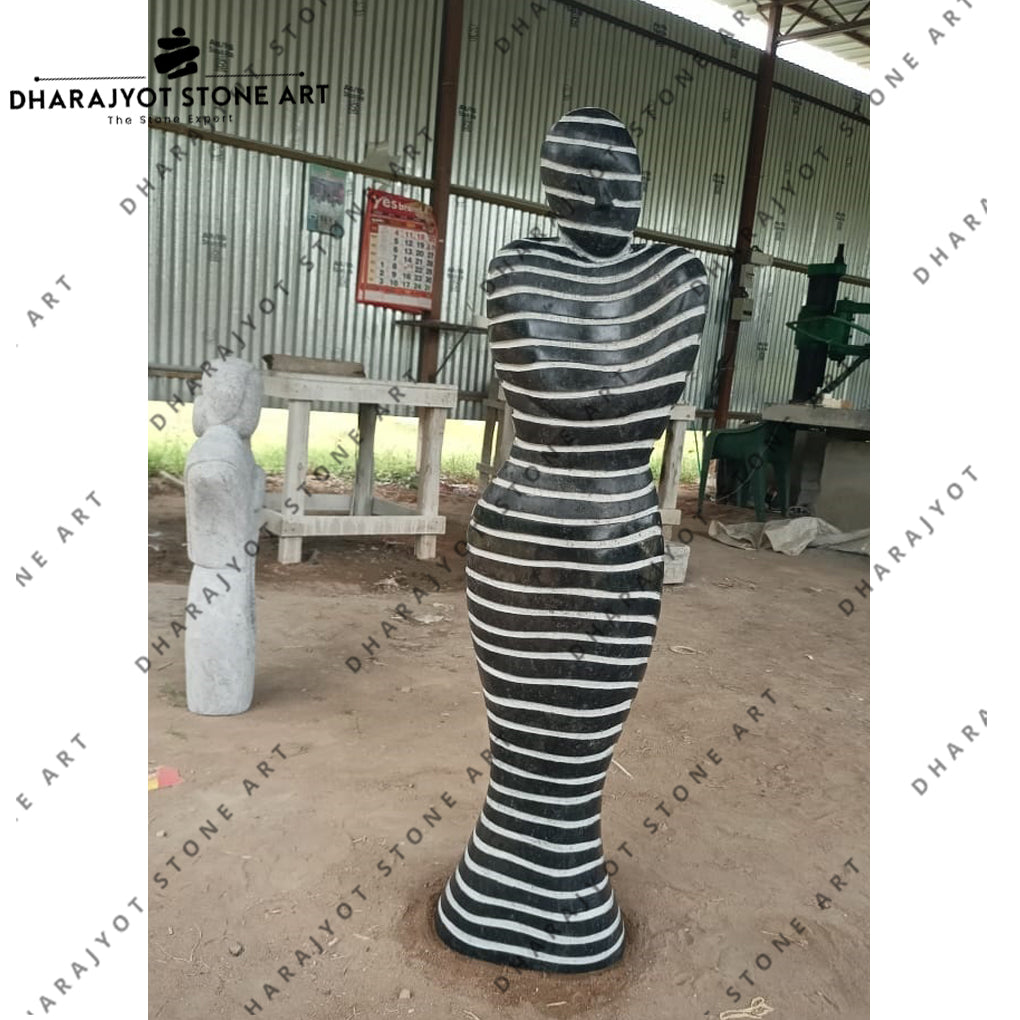 Hand-Carved Striped Natural Stone Outdoor Decorative Modern Art
