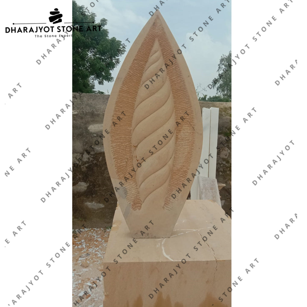 Elegant Natural Stone Leaf Sculpture Artistic Art
