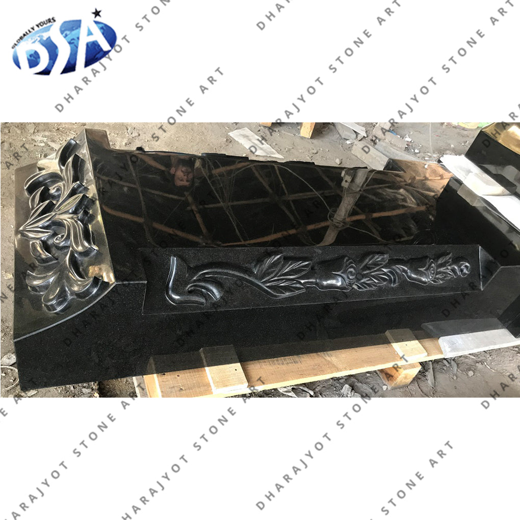 Carved Black Granite Monument