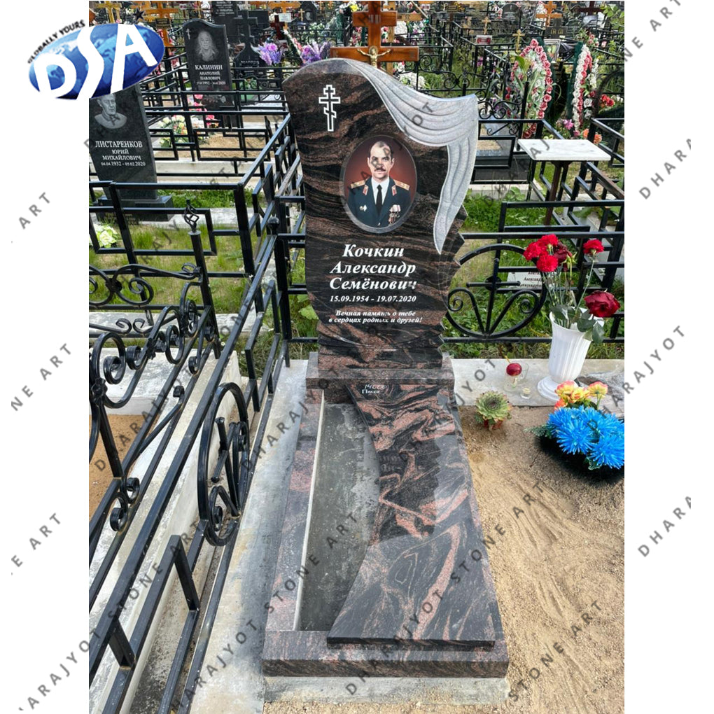 Modern Headstones Russia Style Black Granite Tombstone