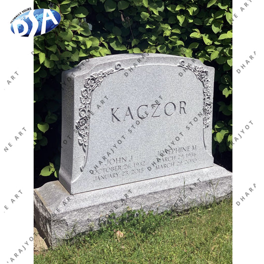 Antique White Plus Grey Marble Headstone Tombstone