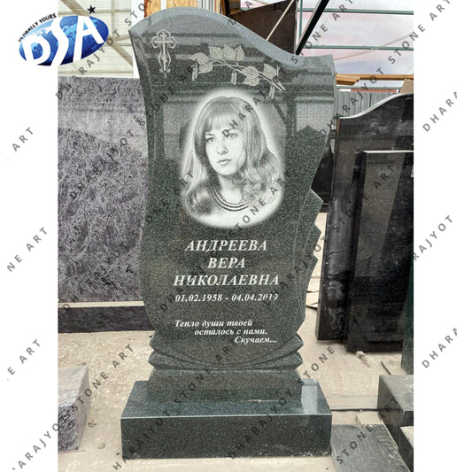 Black Granite Horizontal Stone Tombstone
