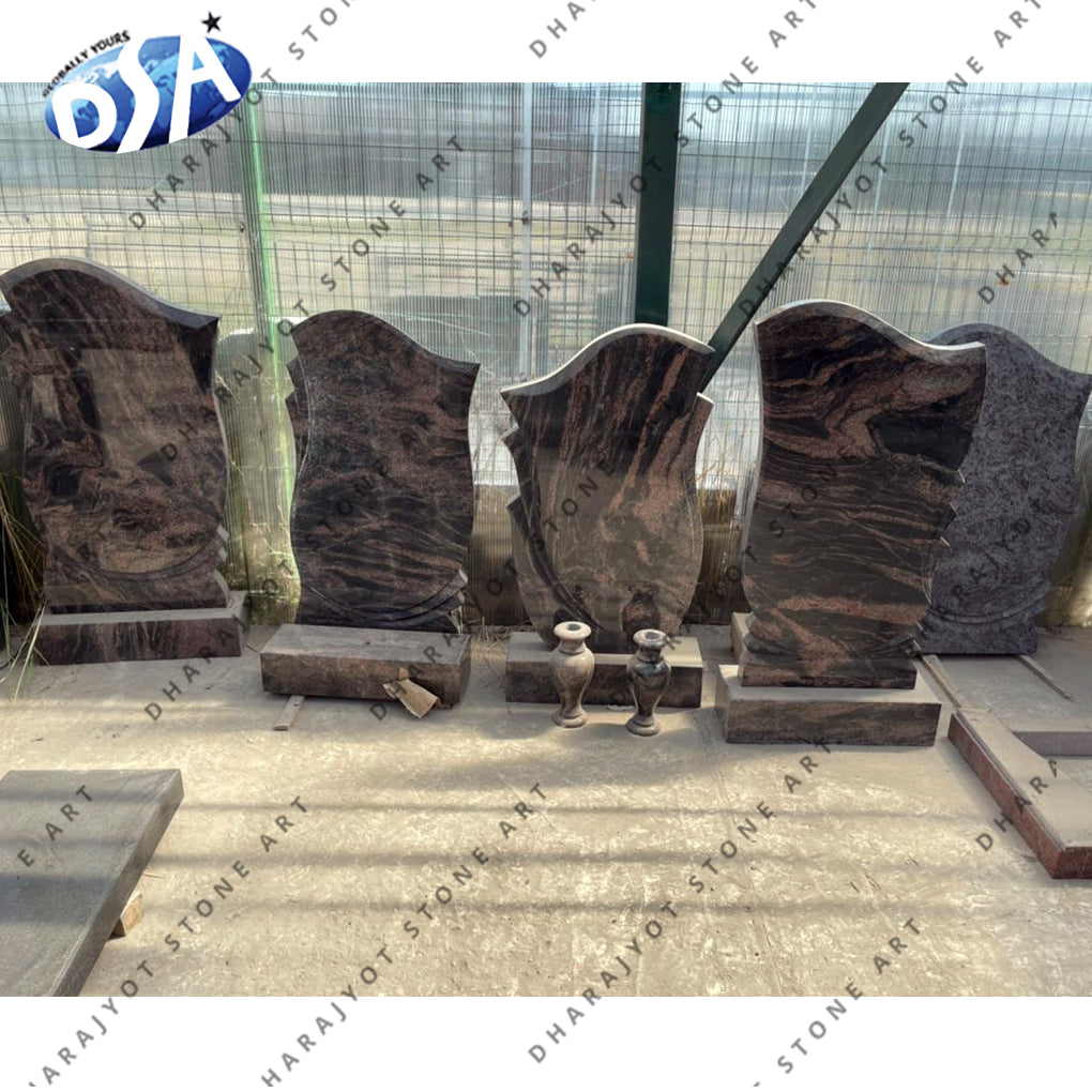 Black Hand Carved Finish Granite Polished Tombstone