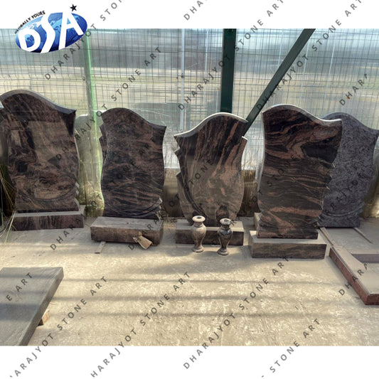 Black Hand Carved Finish Granite Polished Tombstone