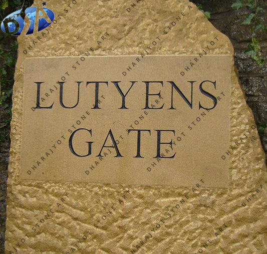Yellow Sandstone Hand Carved Name Plate