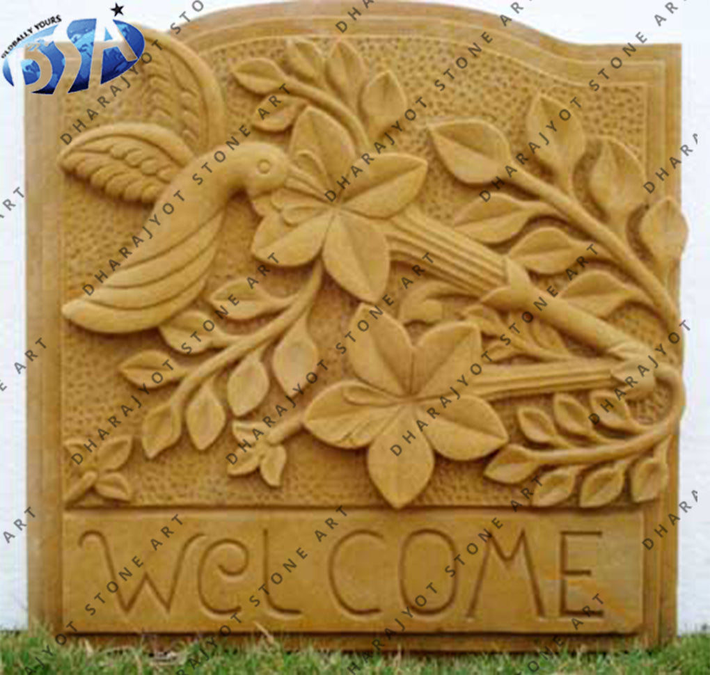 Sandstone Rectangular Handicraft Name Plate