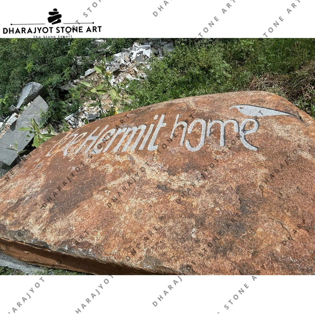 Handcarved Natural Boulder Name Plate