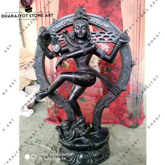Black Stone Handmade Indian God Shiva Nataraj Statue