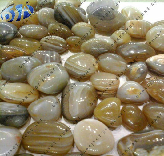 Yellow And Gray Agate Crystal Tumbled Stone