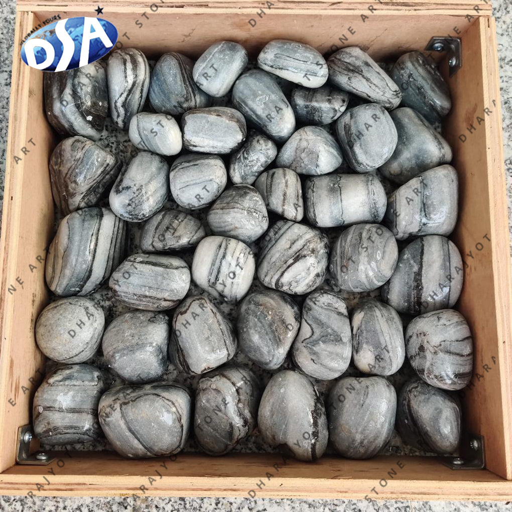 Black Tumbled Stone Landscaping Black Pebble