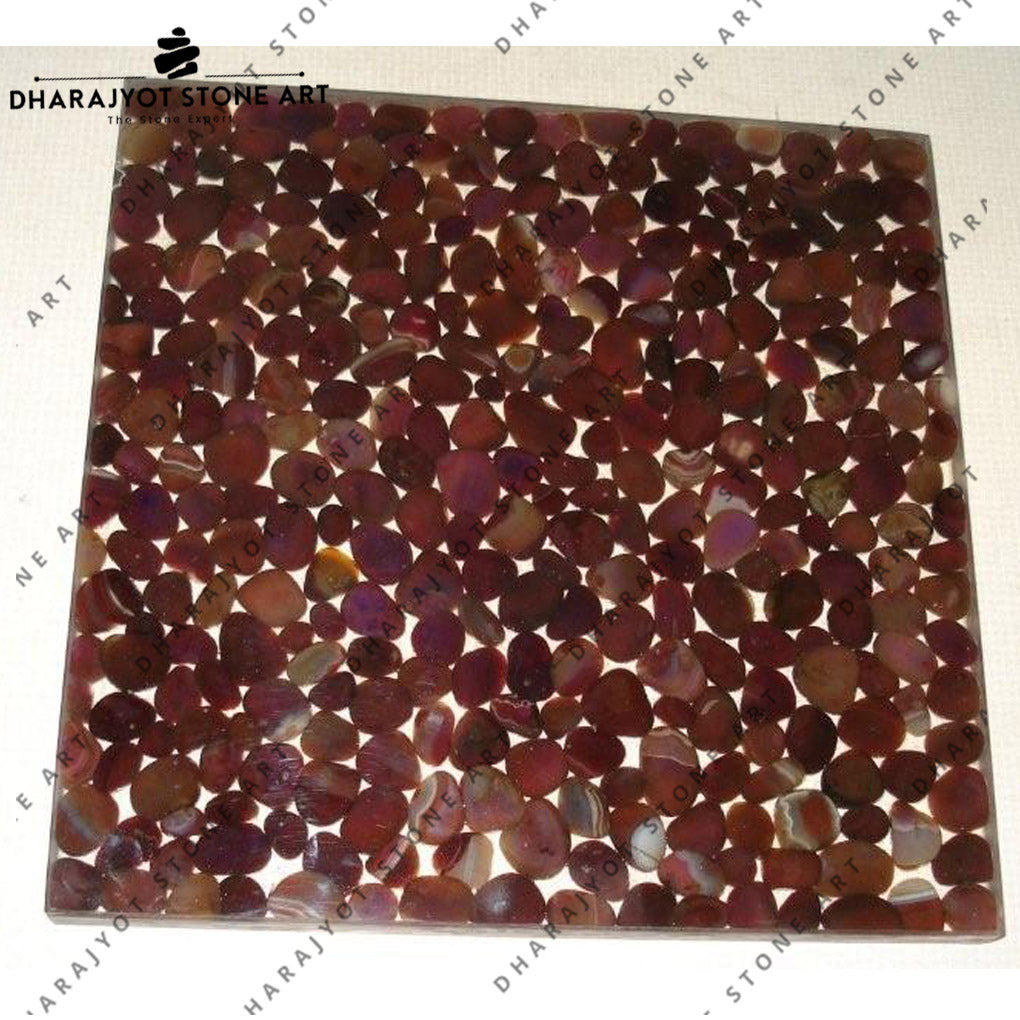 Natural Polished Maroon Color Stone Pebble