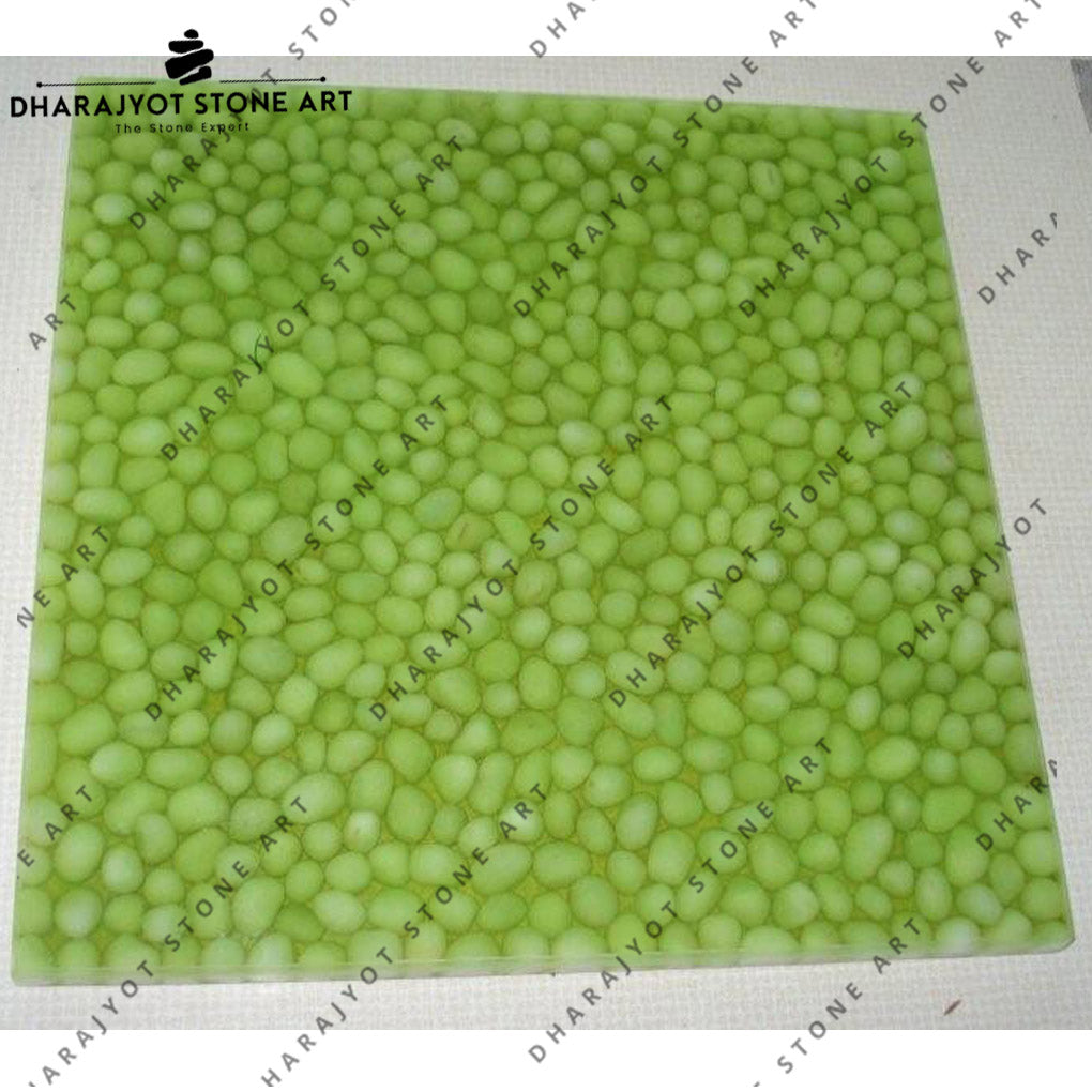 Green Colour Natural Stone Pebble Mosaic