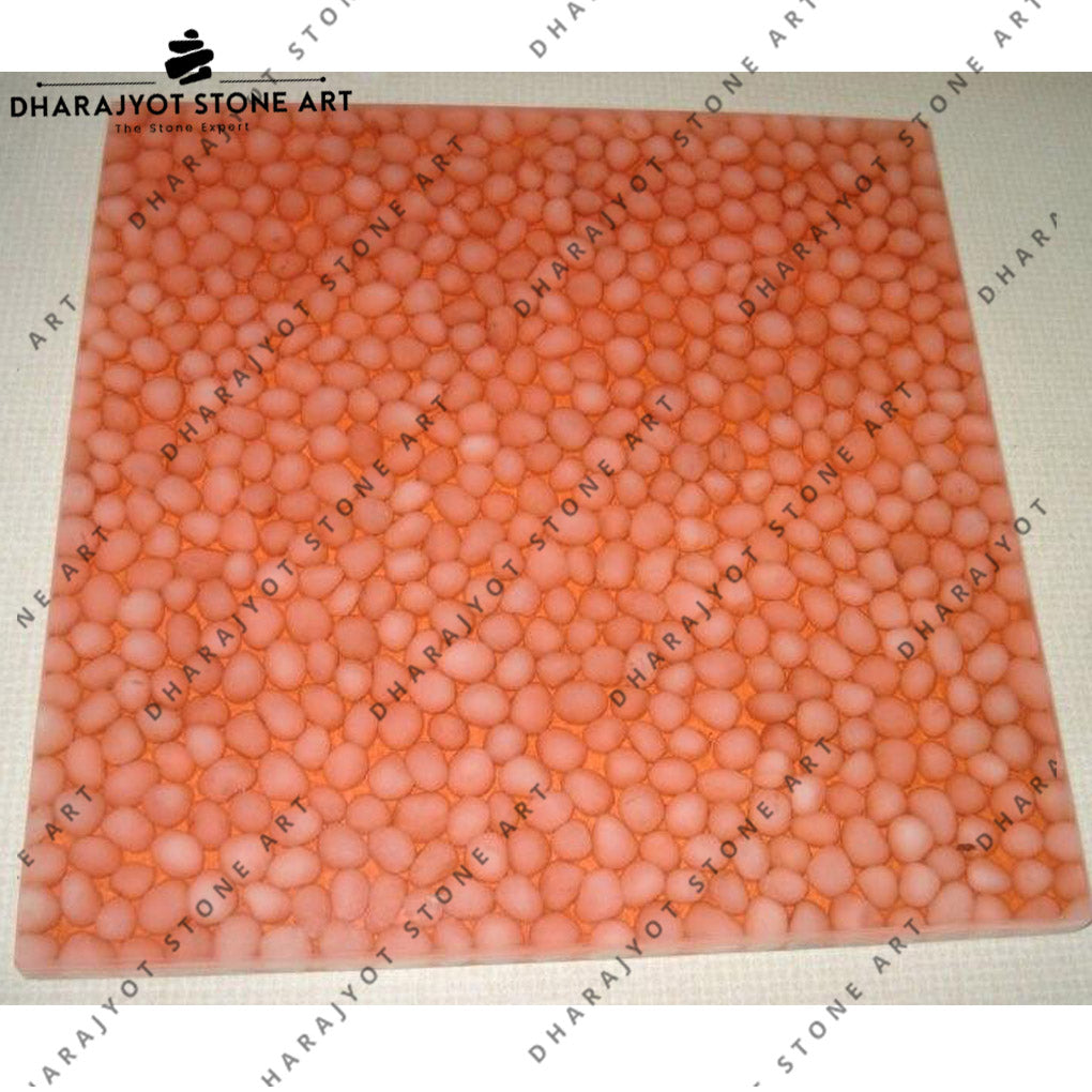 Orange Colour Natural Stone Pebble Mosaic