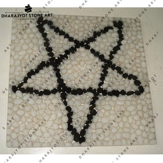 White & Black Colour Natural Stone Pebble Mosaic