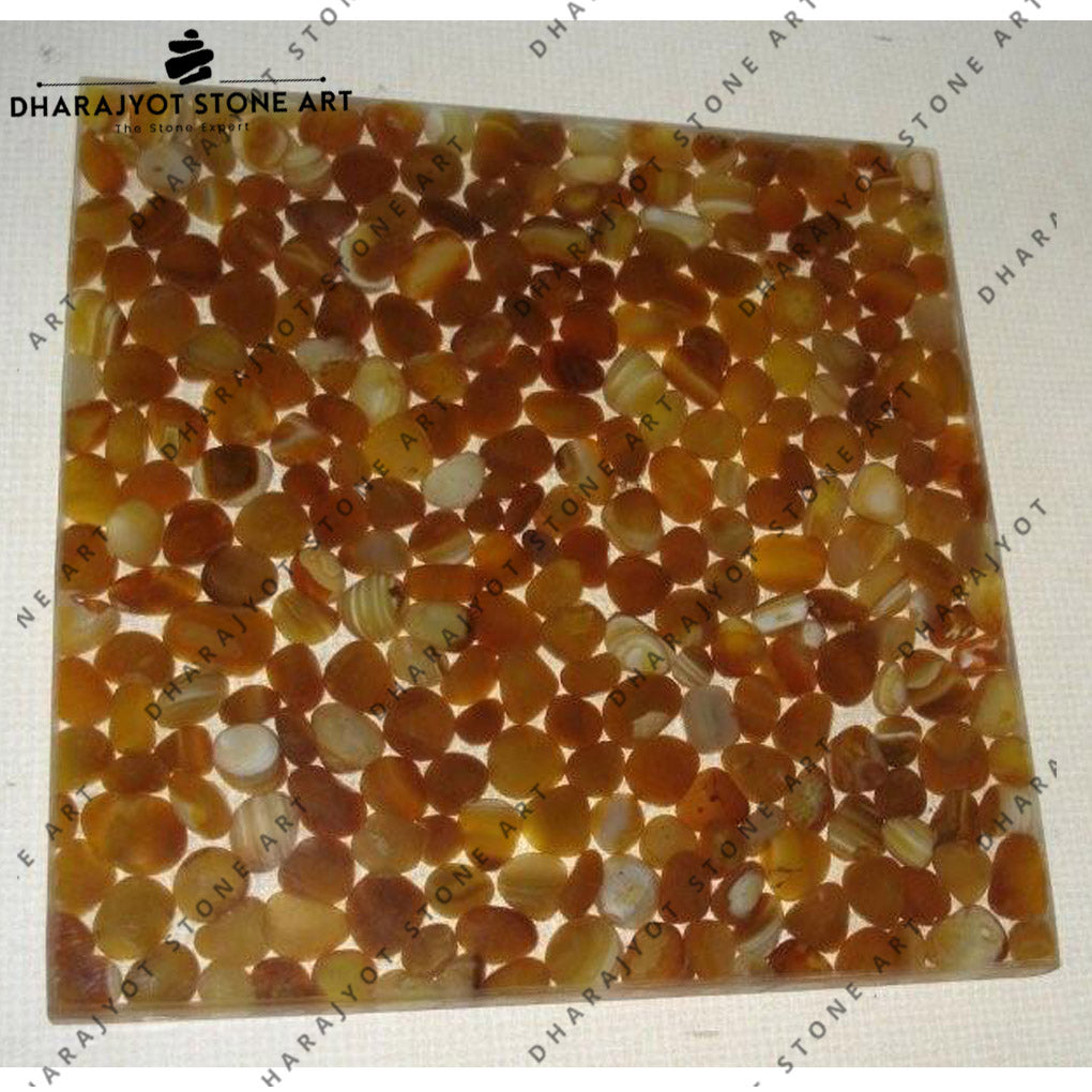 Natural Transparent Red Stone Pebble Mosaic