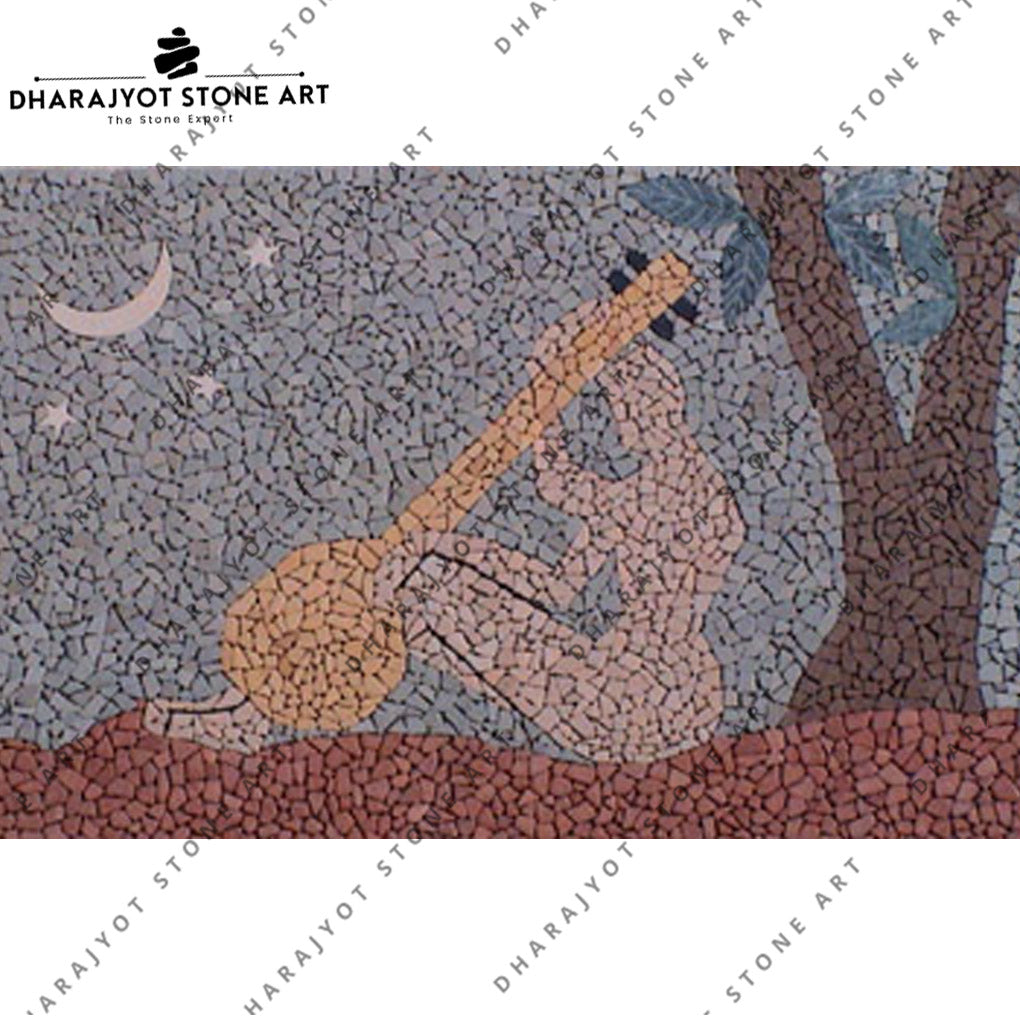 Blue Stone Wall Decor Pebble Mosaic