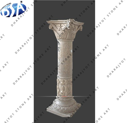 Outdoor Decoration White Marble Small Column Pillar