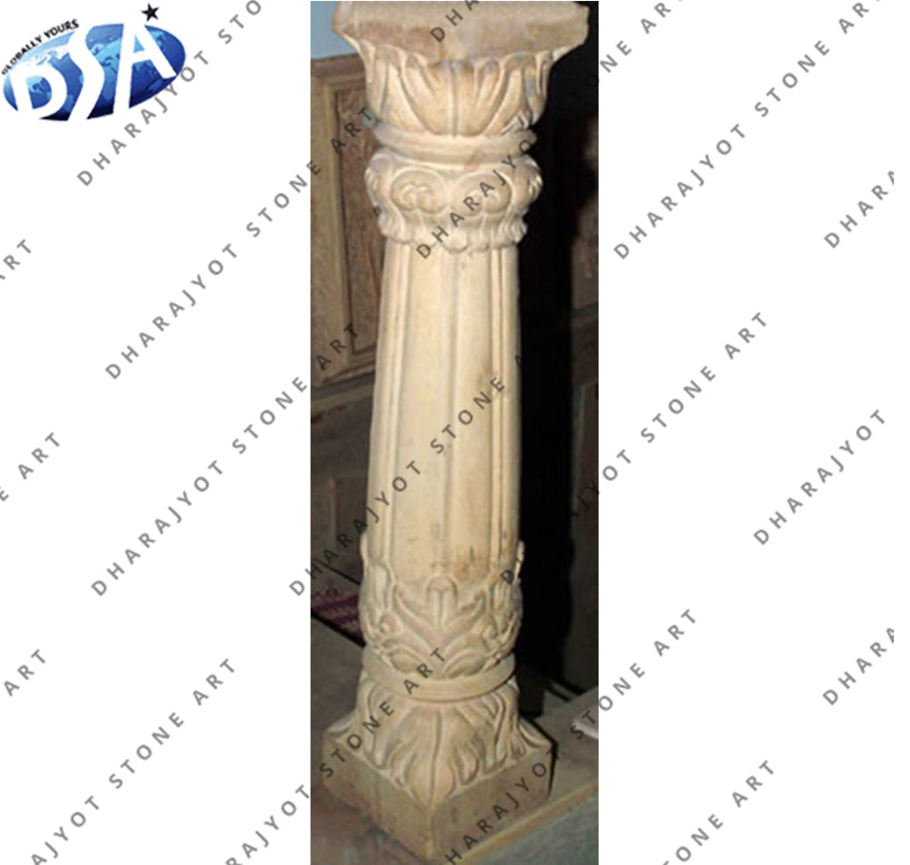 White Marble Carving Pedestal Column Pillar