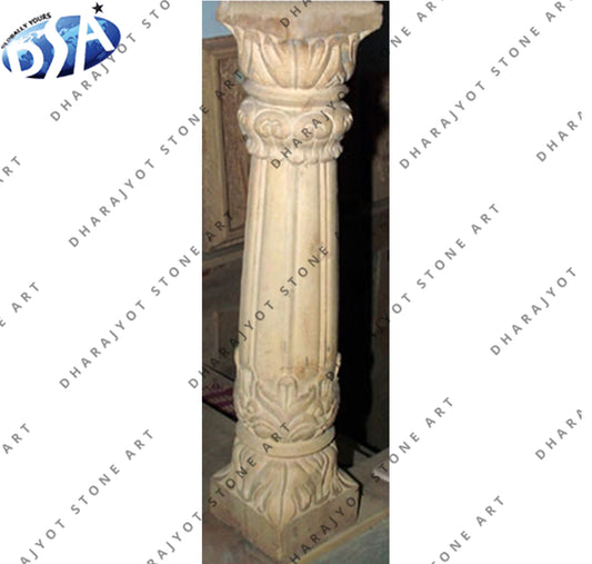 White Marble Carving Pedestal Column Pillar
