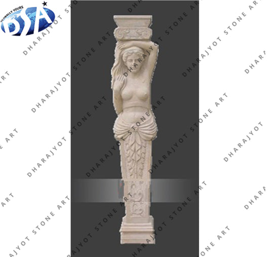 Home Decorative Marble Carving Lady Statue Pillars