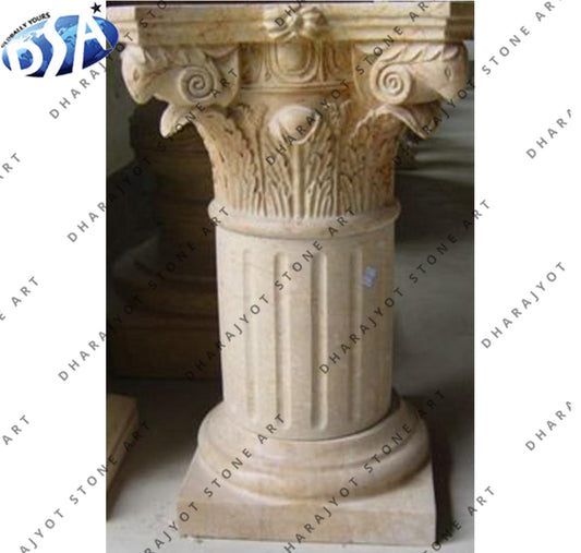 Custom Natural Stone Roman Hand Carving Marble Pillar