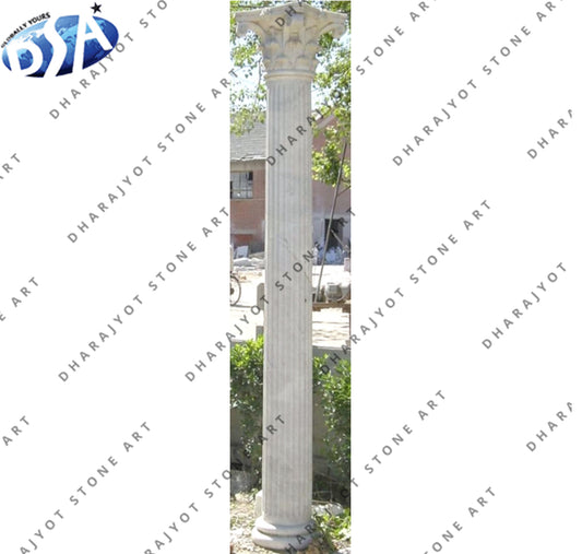 Customized Natural White Marble Roman Column Decoration Pillar