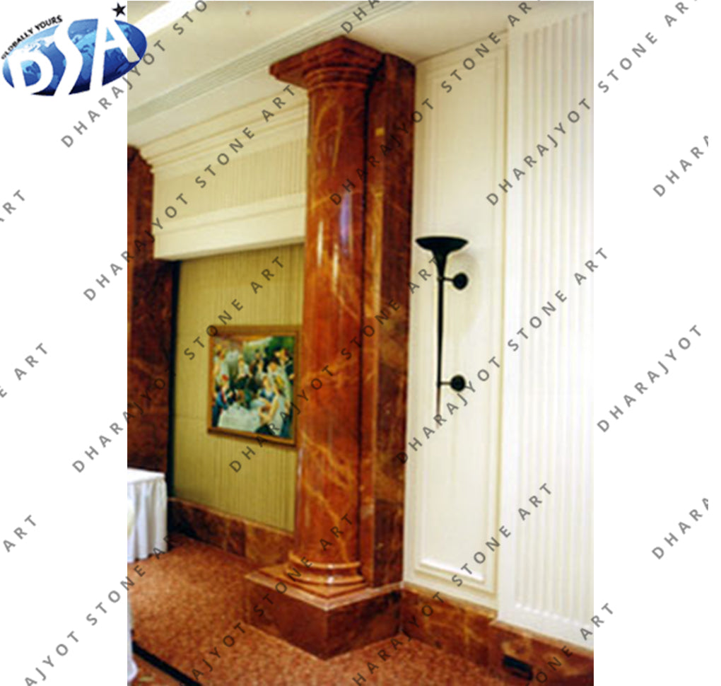 Beautiful Red Marble Indoor interior Column Pillar