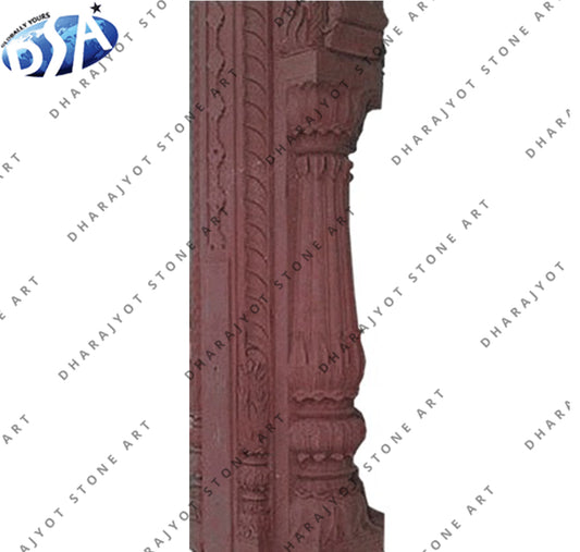 Rectangular Red Marble Decoration Pillar