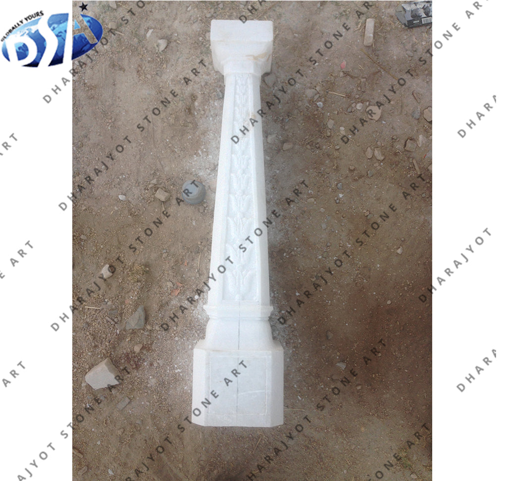 White Marble Hand Carved Home Decoration Pillar