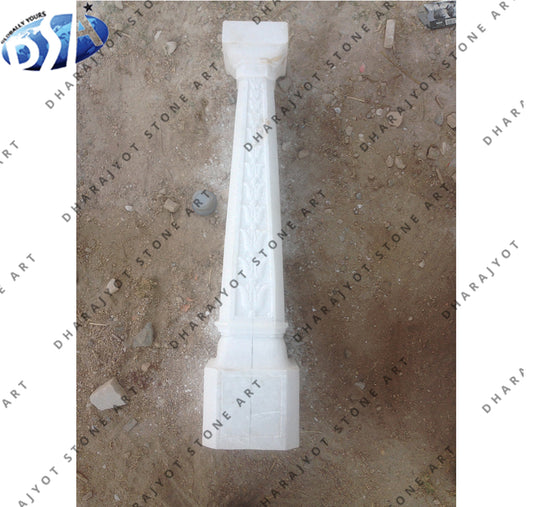 White Marble Hand Carved Home Decoration Pillar