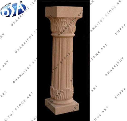 Outdoor Decoration Garden Red Marble Column Pillar