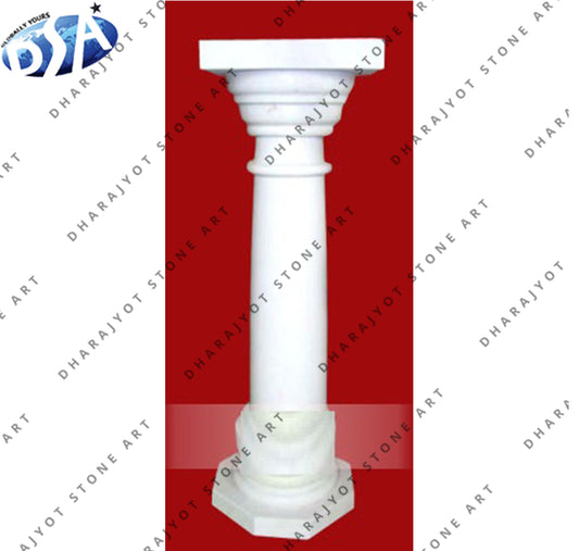 White Marble Carved Architectural Pedestal Pillar