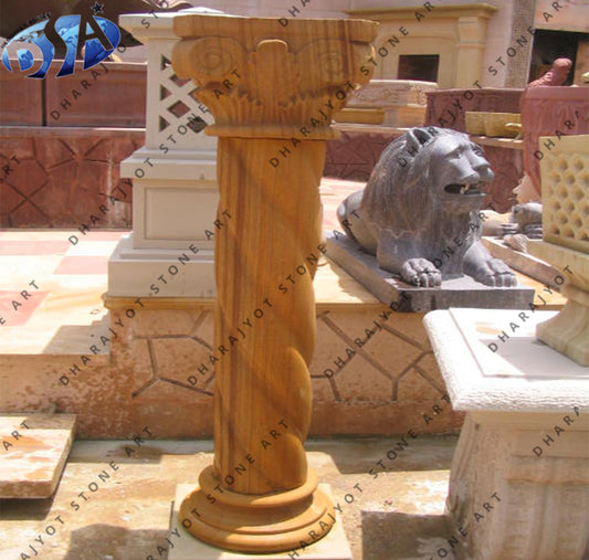Custom Natural Stone Roman Hand Carving Sandstone Pillar