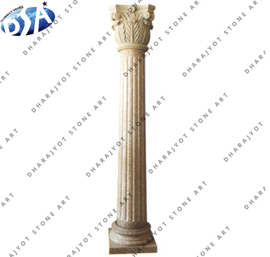 Outdoor Decorative Yellow Sandstone Carved Pillar